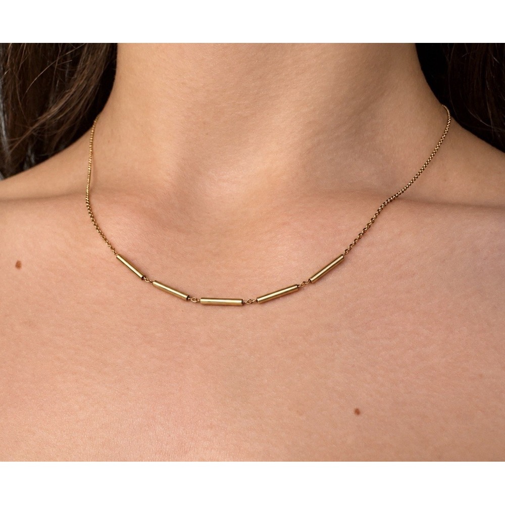 Kay Jewelers 10K Yellow Gold 18" Bar Station Necklace New With Tags